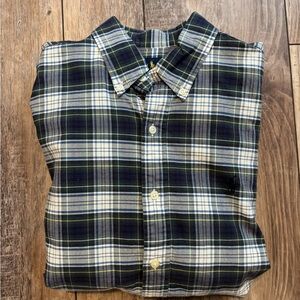 Ralph Lauren Men's Plaid Shirt - Blue and Green